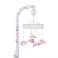 NoJo Watercolor Deer Nursery Crib Musical Mobile with Dimensional Felt Flowers, Pink/Taupe/Dusty Rose/Cream/Green