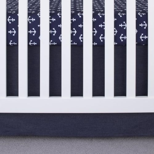  NoJo Aztec Mix & Match Nursery Crib Bedskirt/Dust Ruffle with Embroidered Trim, Navy