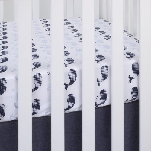  NoJo Aztec Mix & Match Nursery Crib Bedskirt/Dust Ruffle with Embroidered Trim, Navy