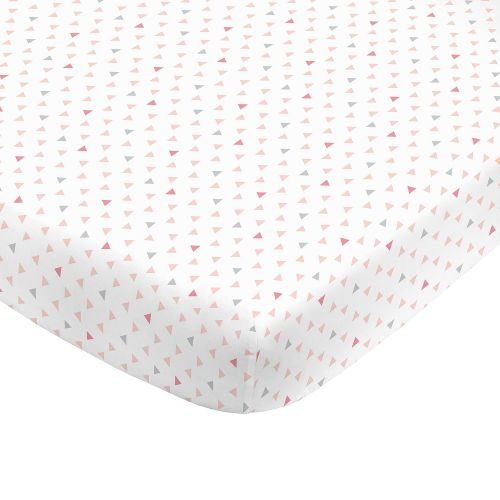  [아마존베스트]NoJo Aztec Mix & Match 100% Cotton Triangles Fitted Crib Sheet, Pink, Grey, White