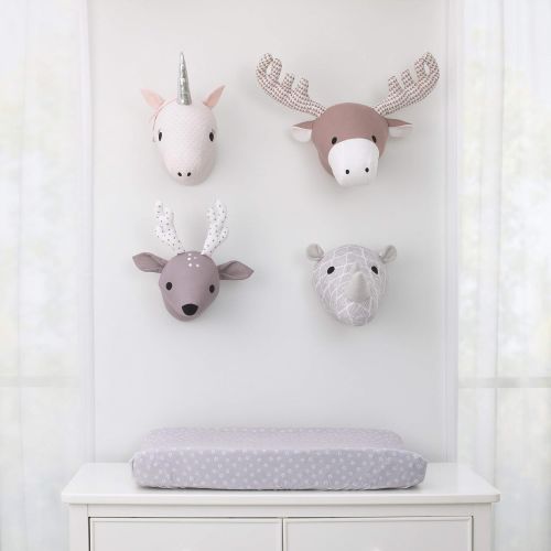  NoJo Grey & White Rhino Plush Head Wall Decor, Grey, White