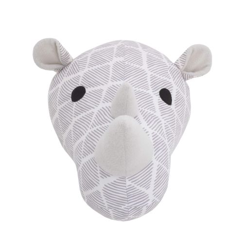  NoJo Grey & White Rhino Plush Head Wall Decor, Grey, White