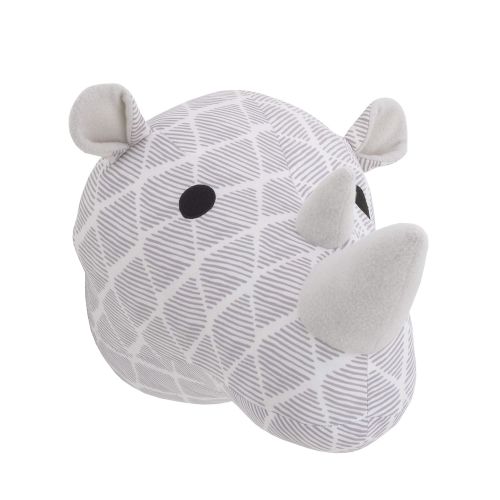  NoJo Grey & White Rhino Plush Head Wall Decor, Grey, White