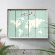 /NoOrdinaryEmporium Wedding Guest Book Map, Wood Look Poster, World Map Print, Travel theme wedding, Beach decor print, Surf Map, Personalised World Travel Map