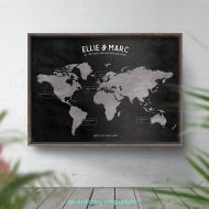 /NoOrdinaryEmporium Bucket List Map, World Travel Map, Personalised Map, Custom World Print, 25th Wedding, Silver Anniversary Gift, Birthday, Places weve been