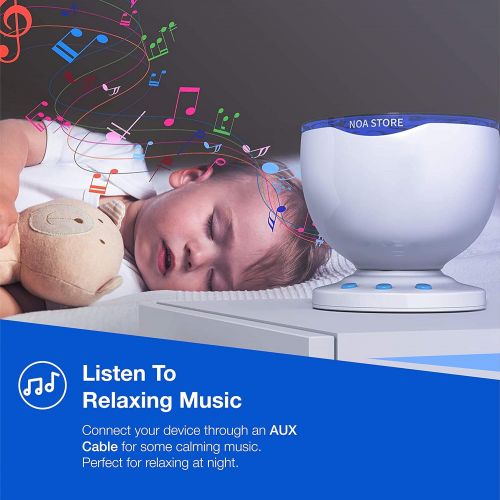  [아마존베스트]Noa Calming Autism Sensory LED Light Projector Toy Relax Blue Night Music Projection