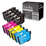 NoahArk 10 Packs 220XL Remanufactured Ink Cartridge Replacement for Epson 220 XL T220XL High Yeild for Workforce WF-2760 WF-2750 WF-2630 WF-2650 WF-2660 XP-320 XP-420 (Black, Cyan,