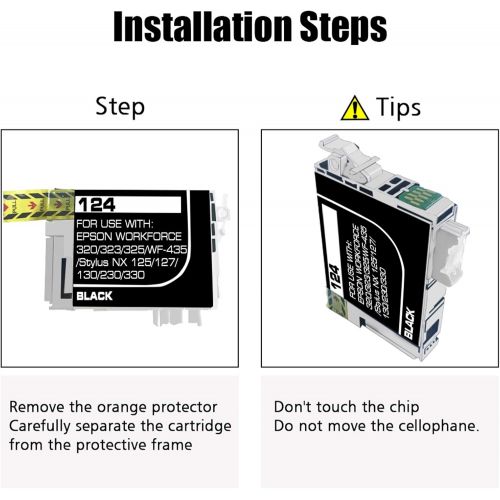  NoahArk 3 Packs T124 Remanufactured Ink Cartridge Replacement for Epson 124 use for Epson Stylus NX125 NX127 NX130 NX230 NX330 NX420 NX430 Workforce 320 323 325 435 (1 Cyan 1 Magen
