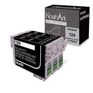NoahArk 3 Packs T124 Remanufactured Ink Cartridge Replacement for Epson 124 use for Epson Stylus NX125 NX127 NX130 NX230 NX330 NX420 NX430 Workforce 320 323 325 435 (3 Black)