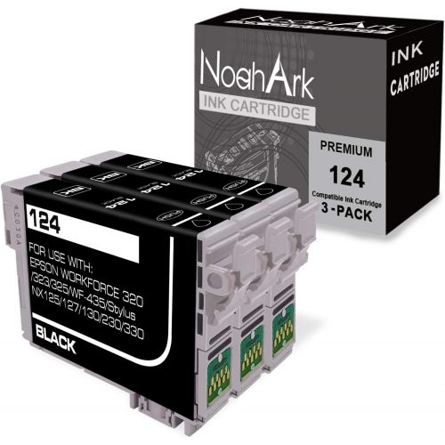  NoahArk 3 Packs T124 Remanufactured Ink Cartridge Replacement for Epson 124 use for Epson Stylus NX125 NX127 NX130 NX230 NX330 NX420 NX430 Workforce 320 323 325 435 (3 Black)