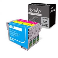 NoahArk 3 Packs T127 Remanufacture Ink Cartridge Replacement for Epson 127 T127 use for Workforce 545 845 645 WF-3540 WF-3520 WF-7010 WF-7510 WF-7520 NX530 NX625 Printer (1 Cyan,1