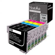 NoahArk 6 Pack T126 Remanufacture Ink Cartridge Replacement for Epson 126 T126 for Workforce 435 520 545 635 645 845 WF-3520 WF-3530 WF-3540 WF-7010 WF-7510 WF-7520 (3 Black 1 Cyan
