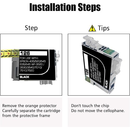  NoahArk 6 Pack T126 Remanufacture Ink Cartridge Replacement for Epson 126 T126 for Workforce 435 520 545 635 645 845 WF-3520 WF-3530 WF-3540 WF-7010 WF-7510 WF-7520 (3 Black 1 Cyan