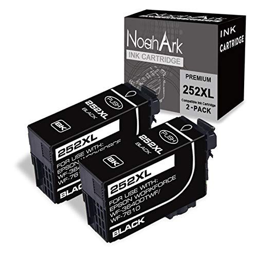  NoahArk 2 Packs 252XL Remanufactured Ink Cartridge Replacement for Epson T252XL 252 XL for Workforce WF-3630 WF-3640 WF-7610 WF-7620 WF-7110 WF-3620 WF-7210 WF-7710 WF-7720 Printer