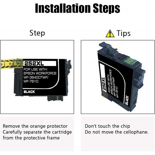  NoahArk 2 Packs 252XL Remanufactured Ink Cartridge Replacement for Epson T252XL 252 XL for Workforce WF-3630 WF-3640 WF-7610 WF-7620 WF-7110 WF-3620 WF-7210 WF-7710 WF-7720 Printer