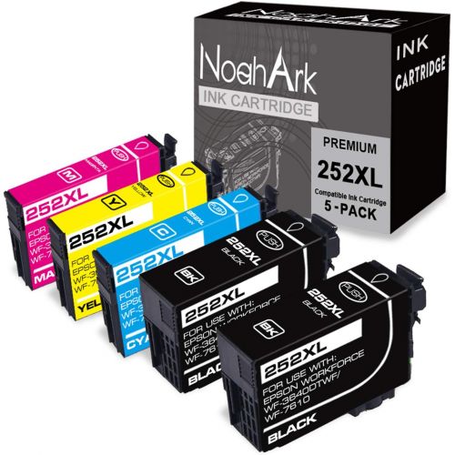 NoahArk 5 Packs 252XL Remanufactured Ink Cartridge Replacement for Epson T252XL 252 XL for Workforce WF-3630 WF-3640 WF-7610 WF-7620 WF-7110 WF-3620 WF-7210 WF-7710 WF-7720 (2BK/1C