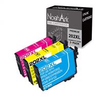 NoahArk 3 Packs 202XL Remanufactured Ink Cartridge Replacement for Epson T202XL 202 XL High Yield for Epson Expression Home XP-5100 Workforce WF-2860 Printer (1 Cyan, 1 Magenta, 1