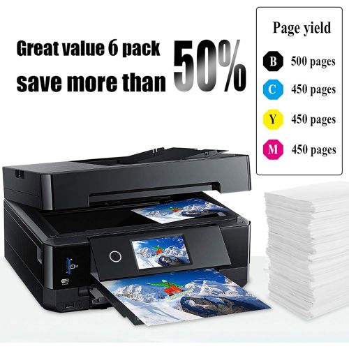  NoahArk 6 Packs 200XL Remanufactured Ink Cartridge Replacement for Epson 200 XL T200XL use for Expression Home XP-200 XP-300 XP-310 XP-400 XP-410 Workforce WF-2520 WF-2530 (3BK/1C/