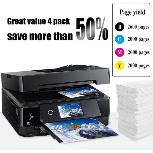  NoahArk 4 Packs 786XL Remanufactured Ink Cartridge Replacement for Epson 786 T786XL High Yeild for Workforce Pro WF-4630 WF-4640 WF-5110 WF-5190 WF-5620 WF-5690 Printer (Black, Cya