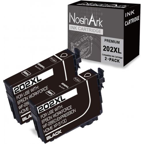  NoahArk 2 Pack 202XL Remanufactured Ink Cartridge Replacement for Epson 202XL T202XL 202 XL High Yeild for Epson Expression Home XP-5100 Workforce WF-2860 Printer (2 Black)