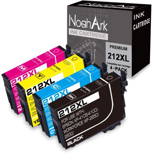  NoahArk 4 Packs 212XL Remanufactured Ink Cartridges Replacement for Epson 212 T212XL High Yield for Workforce WF-2830 WF-2850 Expression Home XP-4100 XP-4105 Printer(Black/Cyan/Mag