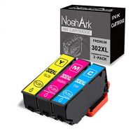 NoahArk 3 Packs 302XL Remanufacture Ink Cartridge Replacement for Epson 302 302XL T302 T302XL High-Capacity use for Epson Expression Premium XP-6000 XP-6100 Printer (Cyan, Magenta,