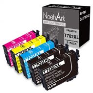 NoahArk 5 Packs 702XL Remanufacture Ink Cartridge Replacement for Epson 702 702XL T702 T702XL use for Epson Workforce Pro WF-3720 WF-3720DWF WF-3730 WF-3733 Printer (2 Black 1 Cyan