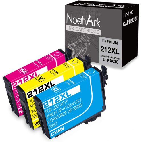  NoahArk 3 Packs 212XL Remanufactured Ink Cartridges Replacement for Epson 212 T212XL 212i High Yield for Workforce WF-2830 WF-2850 Expression Home XP-4100 XP-4105 Printer (Cyan Mag
