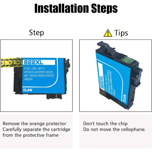 NoahArk 3 Packs 822XL Remanufactured Ink Cartridge Replacement for Epson 822 822XL T822 T822XL High Yield Ink for Workforce Pro WF-3820 WF-4820 WF-4830 WF-4833 WF-4834 Printer (Cya
