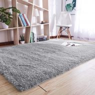 Noahas Super Soft Modern Shag Gray Area Rugs Fluffy Living Room Carpet Comfy Bedroom Home Decorate Floor Kids Playing Mat 4 Feet by 5.3 Feet,Gray