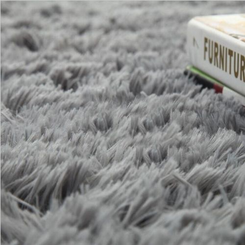  Noahas Super Soft Modern Shag Gray Area Rugs Fluffy Living Room Carpet Comfy Bedroom Home Decorate Floor Kids Playing Mat 4 Feet by 5.3 Feet,Gray
