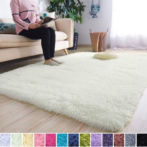  [아마존핫딜][아마존 핫딜] Noahas Ultra Soft Shaggy Area Rugs Fluffy Living Room Carpet Bedroom Fur Rug Anti-Skid Child Playing Mat Home Decor, 5.3 x 7.5 Feets Creamy