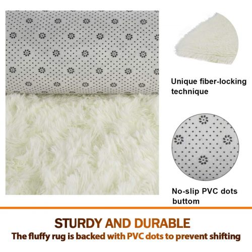  [아마존핫딜][아마존 핫딜] Noahas Ultra Soft Shaggy Area Rugs Fluffy Living Room Carpet Bedroom Fur Rug Anti-Skid Child Playing Mat Home Decor, 5.3 x 7.5 Feets Creamy