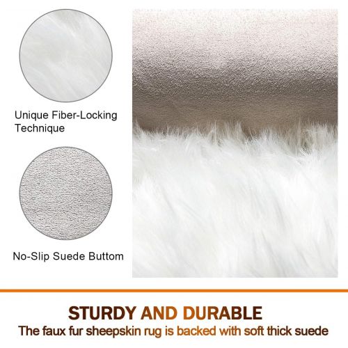  [아마존핫딜][아마존 핫딜] Noahas Faux Sheepskin Area Rugs Silky Long Wool Carpet for Living Room Bedroom, Children Play Dormitory Home Decor Rug, 2.6ft x 5.2ft, White