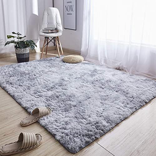  [아마존베스트]Noahas Abstract Shaggy Rug for Bedroom Ultra Soft Fluffy Carpets for Kids Nursery Teens Room Girls Boys Thick Accent Rugs Home Bedrooms Floor Decorative, 4 ft x 6 ft, Dark Blue