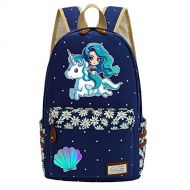 Nobag Mermaid Backpack Flowers Canvas bag Princess Mermaid Princess Unicorn (Style 8)