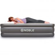 Noble QUEEN SIZE Comfort DOUBLE HIGH Raised Air Mattress - Top Inflatable Airbed with Built-in Pump - Elevated Raised Air Mattress Quilt Top & 1-year GUARANTEE