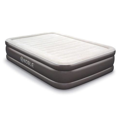  Noble QUEEN SIZE Comfort DOUBLE HIGH Raised Air Mattress - Top Inflatable Airbed with Built-in Pump - Elevated Raised Air Mattress Quilt Top & 1-year GUARANTEE