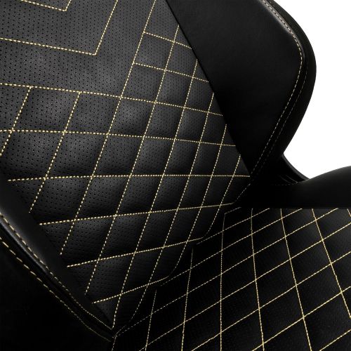  Noblechairs noblechairs Hero Gaming Chair - Office Chair - Desk Chair - PU Leather - 330 lbs - 135° Reclinable - Lumbar Support - Racing Seat Design - Black/Gold