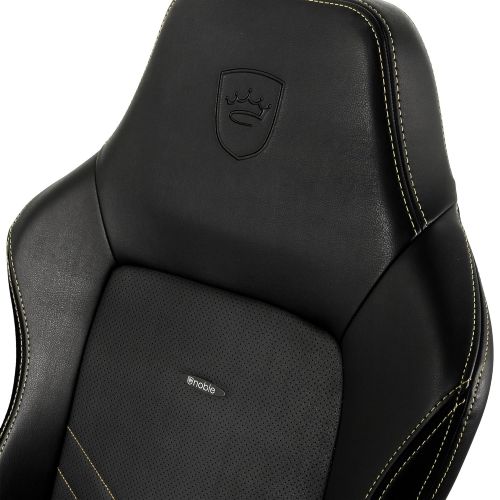  Noblechairs noblechairs Hero Gaming Chair - Office Chair - Desk Chair - PU Leather - 330 lbs - 135° Reclinable - Lumbar Support - Racing Seat Design - Black/Gold