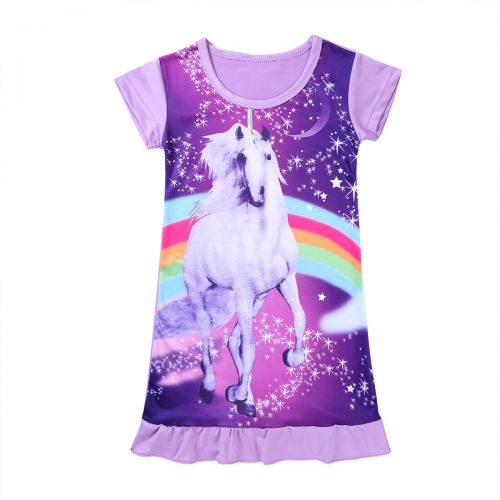  Noblelife Girls Unicorn Costumes Star Rainbow Print Nightgown Nightie Princess Night Dresses