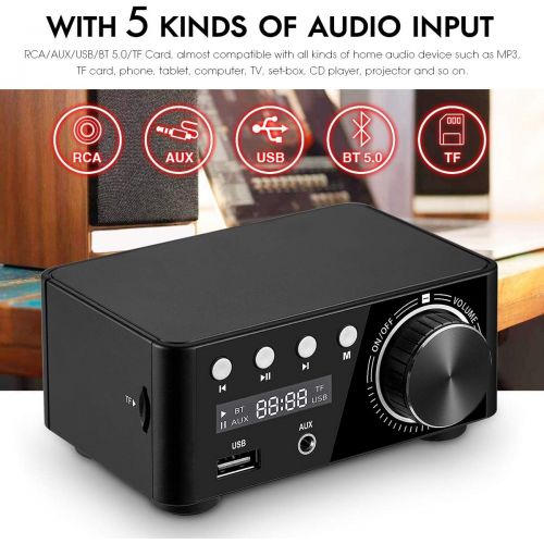  Nobsound 100W Mini Bluetooth 5.0 Power Amplifier Hi-Fi Stereo Class D Audio Amp 2.0 Channel Wireless Receiver Lossless Music Player TF USB Home Speaker (Black)