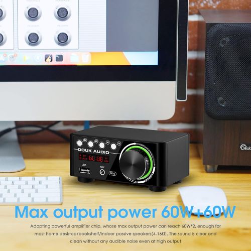  [아마존베스트]Nobsound 100W Mini Bluetooth 5.0 Power Amplifier Hi-Fi Stereo Class D Audio Amp 2.0 Channel Wireless Receiver Lossless Music Player TF USB Home Speaker (Black)