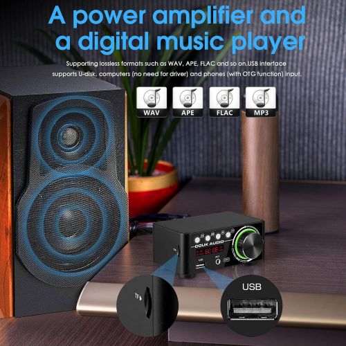  [아마존베스트]Nobsound 100W Mini Bluetooth 5.0 Power Amplifier Hi-Fi Stereo Class D Audio Amp 2.0 Channel Wireless Receiver Lossless Music Player TF USB Home Speaker (Black)