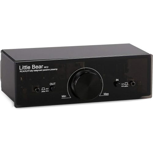  Nobsound Little Bear MC2 Mini Fully-Balanced/Single-Ended Passive Preamp; Hi-Fi Pre-Amplifier; XLR/RCA Volume Controller for Active Monitor Speakers (Black)