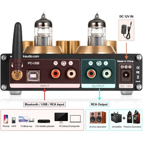  Nobsound Mini Bluetooth Vacuum Tube Preamp USB DAC Headphone Amplifier Receiver APTX-HD