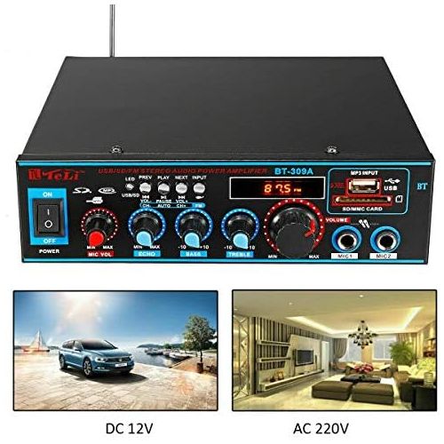  [아마존베스트]-Service-Informationen 800W Bluetooth Car Home Amplifier HiFi Stereo Audio Digital Amp MP3 SD MIC (BT-309A 800W)