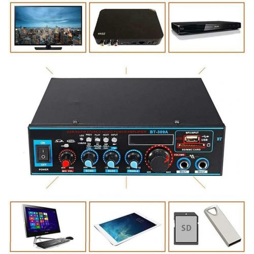  [아마존베스트]-Service-Informationen 800W Bluetooth Car Home Amplifier HiFi Stereo Audio Digital Amp MP3 SD MIC (BT-309A 800W)