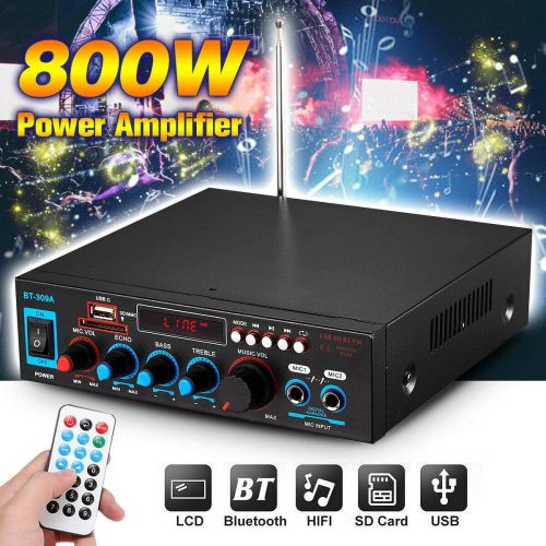  [아마존베스트]-Service-Informationen 800W Bluetooth Car Home Amplifier HiFi Stereo Audio Digital Amp MP3 SD MIC (BT-309A 800W)