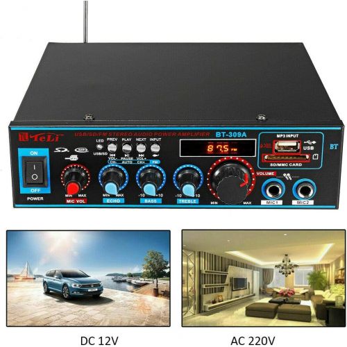  [아마존베스트]-Service-Informationen 800W Bluetooth Car Home Amplifier HiFi Stereo Audio Digital Amp MP3 SD MIC (BT-309A 800W)